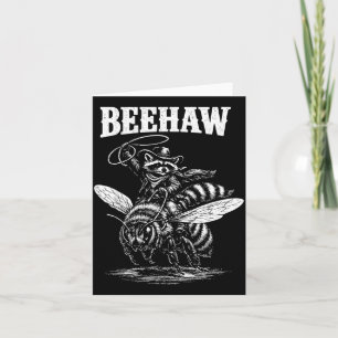 Carte Beehaw drôle de raton laveur cowboy montant abeill