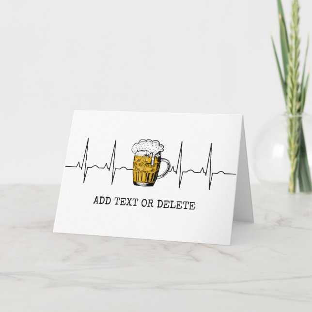Carte Beer Heartbeat Vintage Beer Lover (Devant)