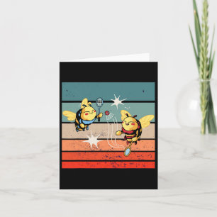 Carte Bees Badminton Dynamic Cartoonish Artwork Funny Pl