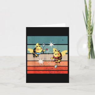 Carte Bees Badminton Dynamic Cartoonish Artwork Funny Pl