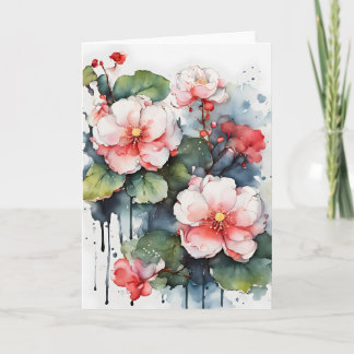 Carte Bégonia - Fleurs aquarelle