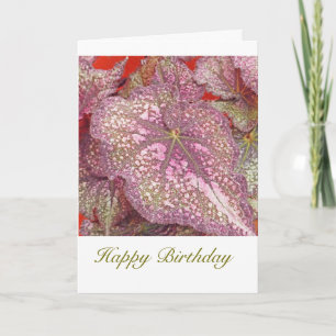 CARTE BEGONIE VERTE ROSE ET JAUNE/ANNIVERSAIRE HEUREUX