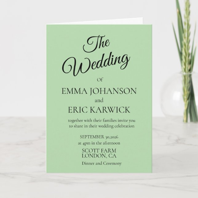 Carte Beige moderne et blanc Mariage simple Invitat (Devant)