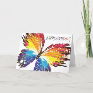 Carte Bel anniversaire coloré de papillon