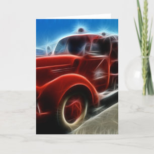 Carte Bel art rouge antique brillant de camion de