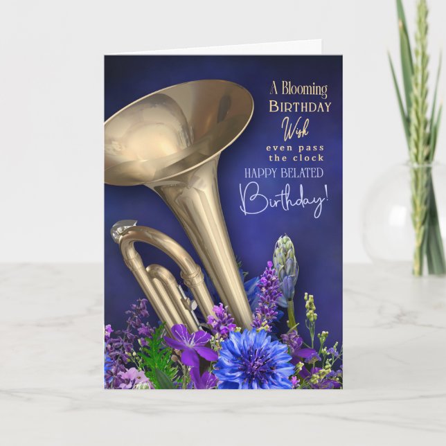 Carte Belated Birthday Card For Trumpet Player (Devant)