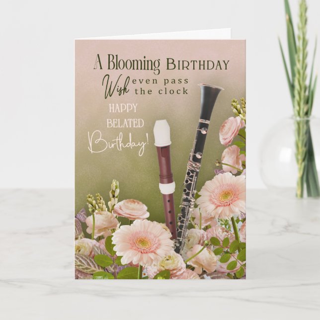 Carte Belated Birthday Greeting For Woodwind Player (Devant)
