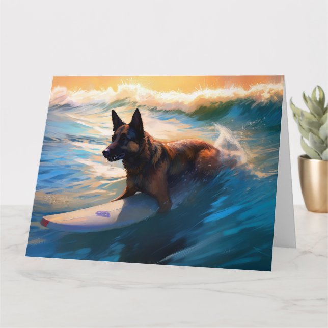 Carte Belge Shepherd Beach Surf Peinture (Petite plante)