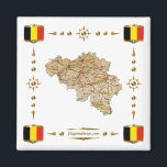 Carte Belgique   Magnet des drapeaux<br><div class="desc">Cette conception comprend une carte belge à l'intérieur d'une frontière avec le drapeau national. Le design fonctionne le mieux sur les magnets carrés. Vous pouvez ajouter votre propre texte/graphique à l'aide de la fonction "Customiser !". © 2010 FlagAndMap. Carte dérivée des images à l'adresse suivante : http://www.lib.utexas.edu/maps/</div>