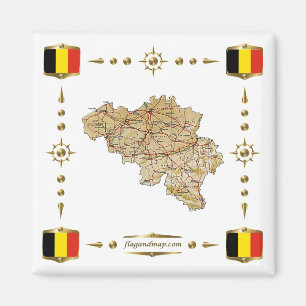 Carte Belgique + Magnet des drapeaux