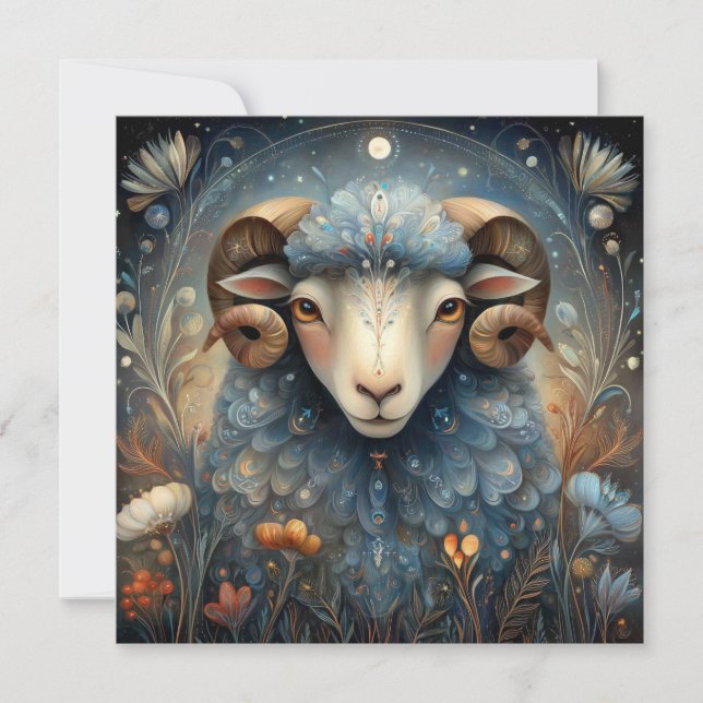 Carte Bélier Aries Zodiaque Astrologie Céleste Anniversa (Devant)
