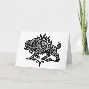 Carte Bélier Fire‑Bélier – Encre Hantée Celtique Zodiaqu