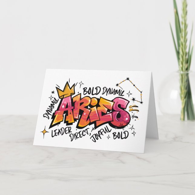 Carte Bélier Zodiaque Graffiti  (Devant)