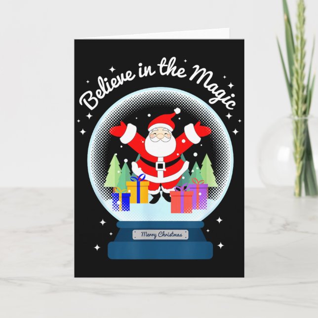 Carte Believe In The Magic Merry Christmas Santa Snow Gl (Devant)