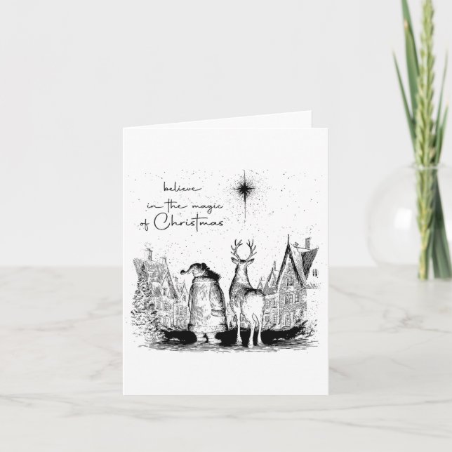 Carte Believe In The Magic Of Christmas Santa Reindeer X (Devant)