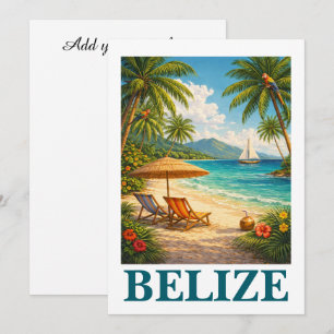Carte Belize Caraïbes Tropical Voyage Vintage