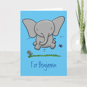 Carte Belle adorable dessin d'éléphant bébé