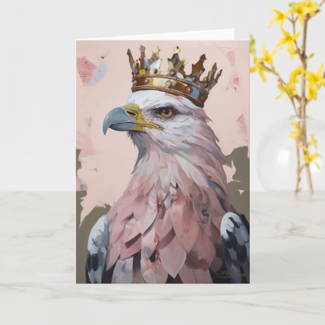 Carte Belle aigle dans une couronne toutes occasions (Fleur jaune)
