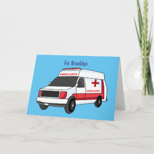 Carte Belle ambulance rouge caricature van