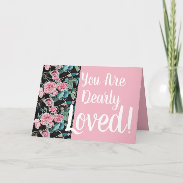 Carte Belle Ancienne Roses Rose Vous êtes Dearly Loved C (Devant)