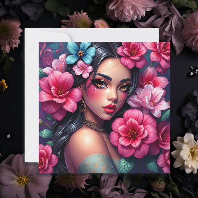 Carte Belle Anime hispanique femme (Créateur téléchargé)