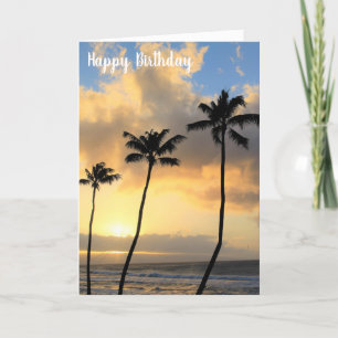Carte Belle Anniversaire Maui Coucher de soleil et palmi