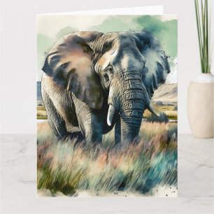 Carte Belle aquarelle éléphant