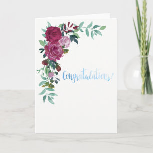 Carte Belle aquarelle Floral Félicitations Card
