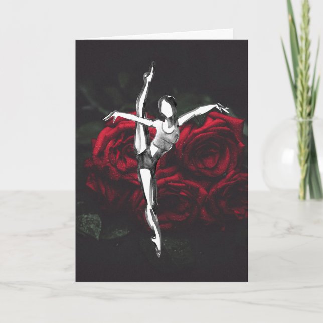 Carte Belle Ballerina et Ballet Rose Anniversaire (Devant)