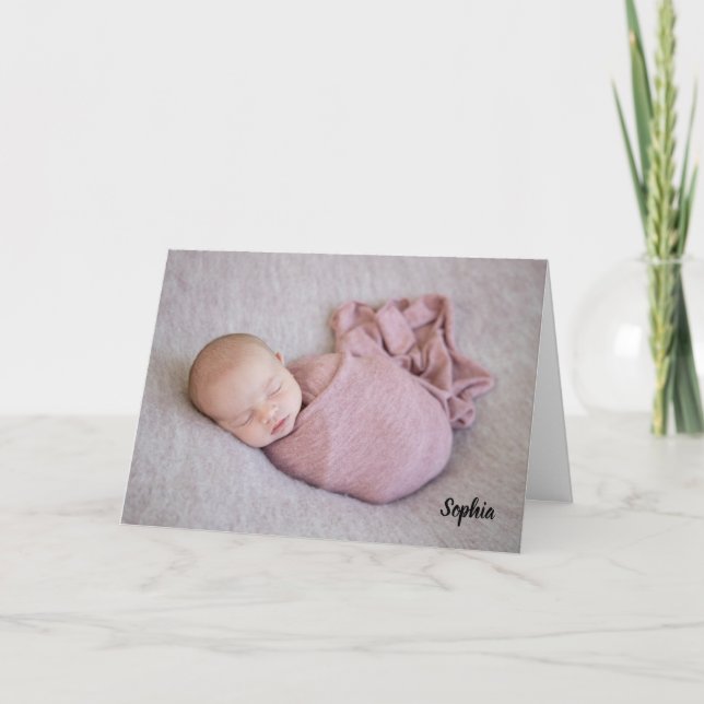 Carte Belle Bébé Fille garçon Photo Nouveau-né Faire-par (Devant)