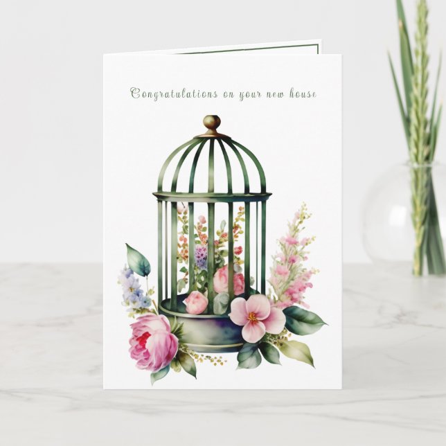 Carte Belle Birdcage Félicitations pour New Home (Devant)