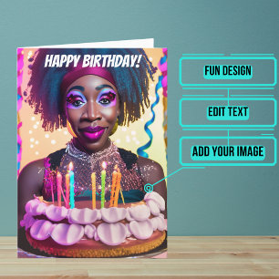 Carte Belle Black Drag Queen drôle Anniversaire