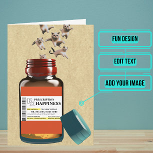 Carte Belle bouteille d'ordonnance pour chats Anniversai