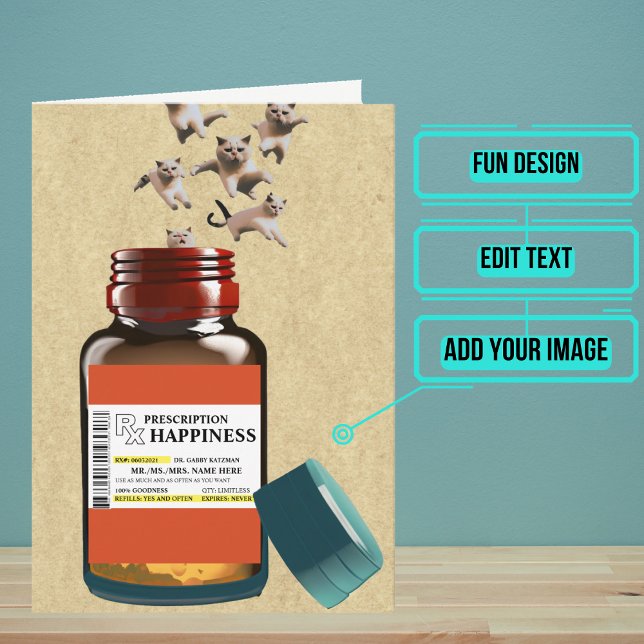 Carte Belle bouteille d'ordonnance pour chats Anniversai (This is truly a unique and funny card that will warm the hearts of your loved ones. )