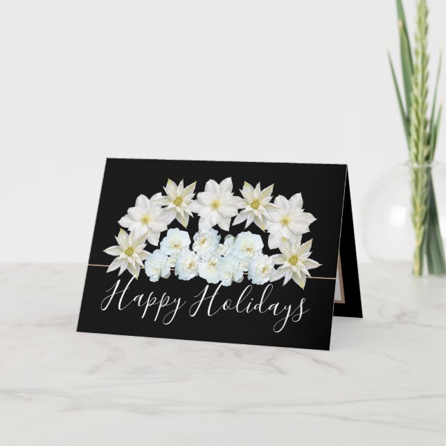 Carte Belle Chic Floral Bouquet Fleurs Blanches (Devant)