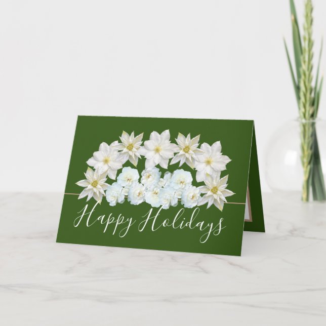 Carte Belle Chic Floral Bouquet Fleurs Blanches (Devant)