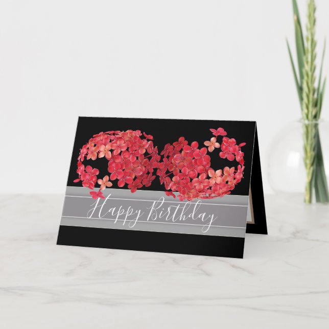 Carte Belle Chic Floral Bouquet Fleurs rouges Anniversai (Devant)