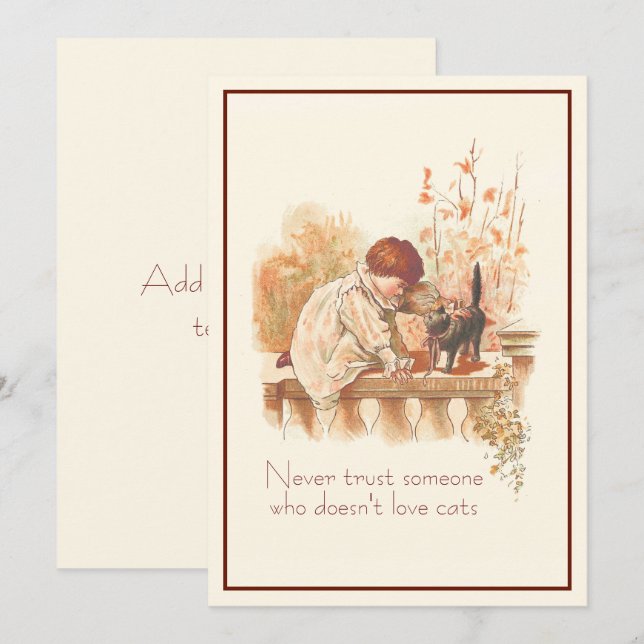 Carte Belle citation de chats d'enfant Red Haired avec c (Devant / Derrière)