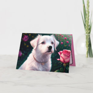 Carte Belle Collection Chien Et Rose