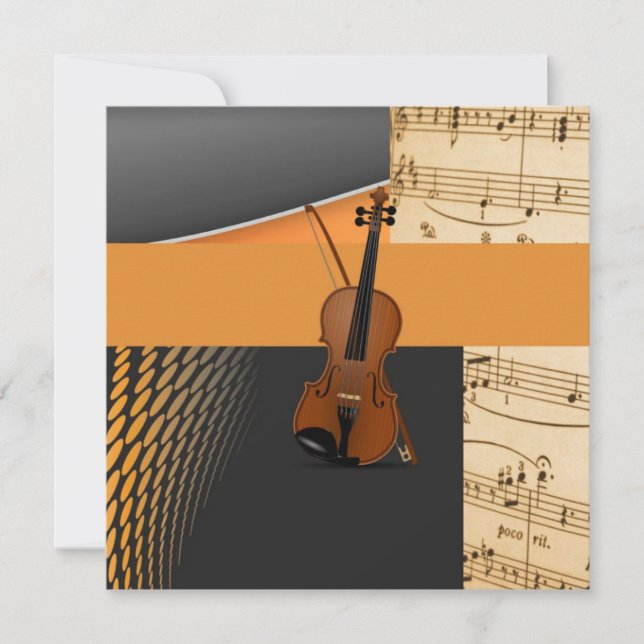 Carte Belle conception musicale abstraite avec violon (Devant)