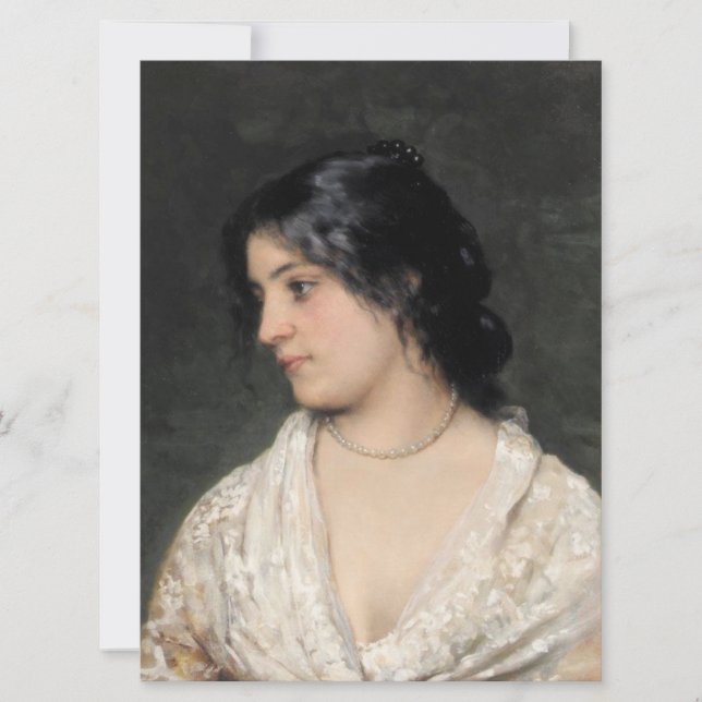 Carte Belle dame avec collier de perle (Devant)