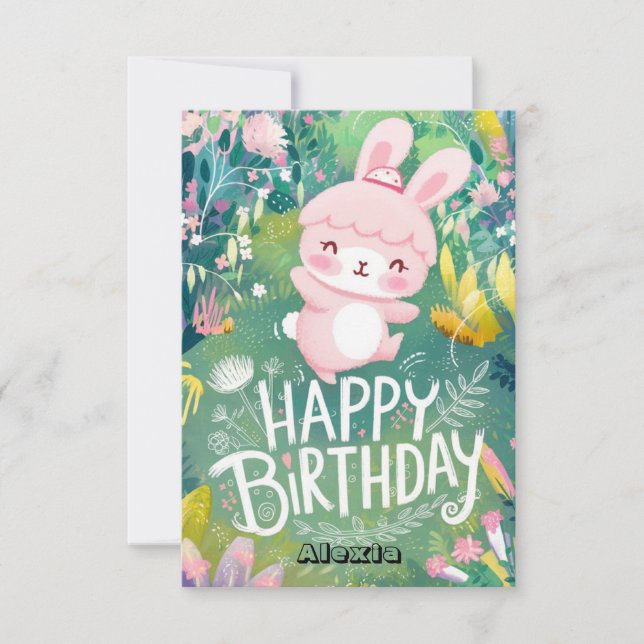 Carte Belle Dreamy Bunny Digital Anniversaire (Devant)