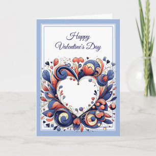 Carte Belle Elégante Saint Valentin Bleue