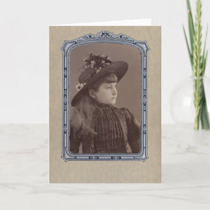 Carte Belle Enfant vintage voeux d'anniversaire