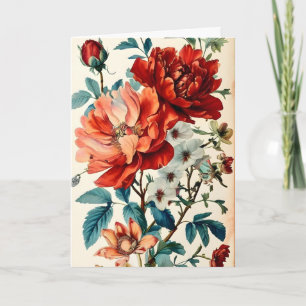 Carte Belle et colorée Fleur Bouquet Fête des Mères