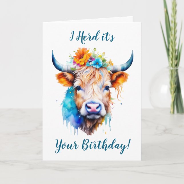 Carte Belle et drôle Puns de vache Anniversaire (Devant)