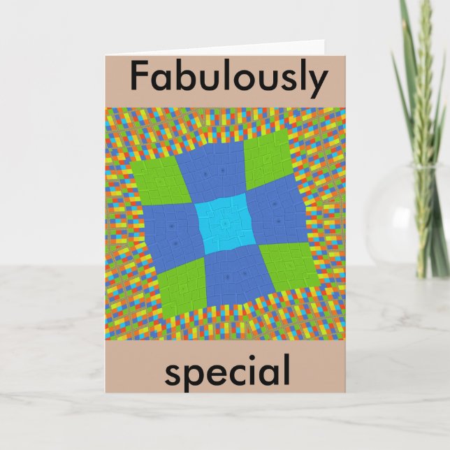 Carte Belle Extraordinaire Vert Bleu Cyan Art Design d'i (Devant)