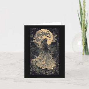 Carte Belle Fantaisie Gothique de Sorcière Vampire au Cl
