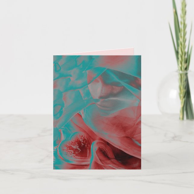 Carte Belle femme & cœur bleu rose rouge Saint-Valentin (Devant)