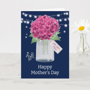 Carte Belle Fête des Mères Florale Bleue Rose